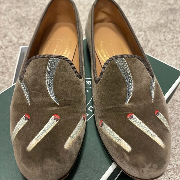 Stubb's & Wooton Women's Size 8 Velvet Smoking Loafer - Picture 2 of 5